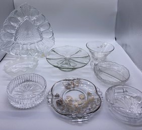 Various Cut Glass Candy And Serving Plates (8)