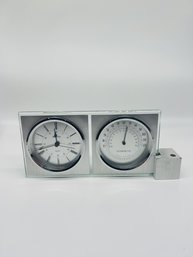 Bulova Desk Mantle Alarm Clock Thermometer