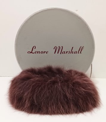 Leonore Marshall New York Made Vintage Women's Winter Real Fur Brim Hat With Crocheted Top - Light Purple
