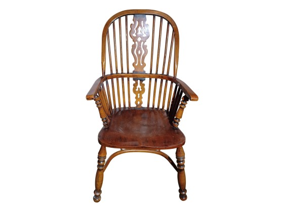 Antique Smith & Watson New York All Wood Carved Regency Style Windsor Chair Brass Labeled Signed