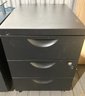 Black Metal 3 Drawer Wheeled File Cabinet With Key 22' Tall Very Good Condition