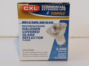 Box Of 10 Topaz CXL Halogen Coveted Glass Reflector Flood Lights - MR16 50W