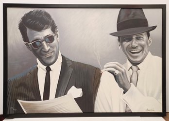 1996 Listed American Nicholas Macchio Signed Sinatra & Martin Hand Pulled Serigraph On Canvas Framed