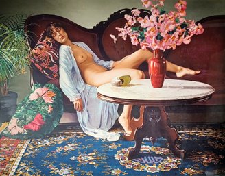 Douglas Hofmann Listed Signed Oversize L/E Lithograph 'Jessica' Nude On Couch Beautifully Framed 44 X 51