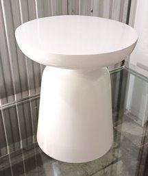 Modern Designer Polished White Ceramic Mushroom Shaped Side Table Sleek Sensual Curves 17' Tall