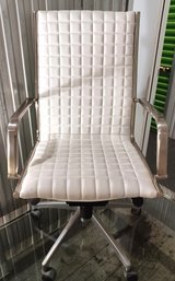 Modern High Back White Faux Leather & Metal Arm Adjustable Office Chair 5 Wheel (2 Of 4) Z Galleries MSRP $500