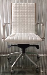Modern High Back White Faux Leather & Metal Arm Adjustable Office Chair 5 Wheel (3 Of 4) Z Galleries MSRP $500