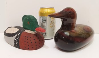 Bundy & Company Signed Hand Carved Duck Decoy & A.i. Levy Hand Signed 1983 Hand Painted Duck Decoy - 2 Pieces