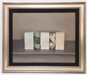 Akira Arita 1974 LISTED Japanese American Signed Original Oil On Canvas Modernist Abstract Framed