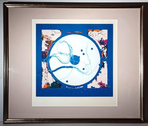 1981 American Steven J. Bernstein Signed Original Modern Limited Edition Embossed Lithograph 'Sequins In Blue'