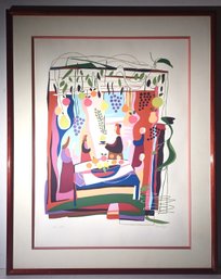 Listed French Artist Lydie Egosi Pencil Signed Artist Proof Serigraph 'The Succah' Custom Framed
