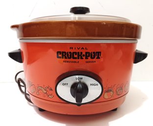 MCM Vintage Rival Crock Pot Model 3350 Retro Orange/Brown Original Slow Cooker Gently Used Working!