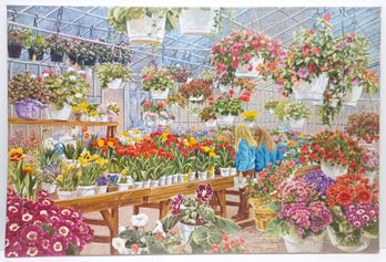 1987 Listed American Artist H W Kurlander Signed Limited Edition High Quality Giclee On Canvas Flower Nursery