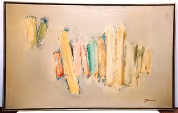 Listed? Signed Johnson Original Oil On Canvas Mid Century Modern Abstract Framed 30 X 48