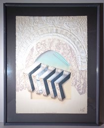 1987 Listed Mexican Artist Luis Mazorra Signed Artist Proof 'Trifocal In Silver' Original Mixed Media Etching