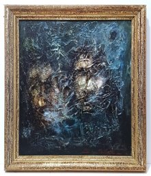 Signed Leon Golub Listed American Artist Oil Canvas 'Two Heads' Expressionist Impasto Framed