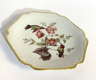 Authentic Bavarian German Made Hand Painted Mitterteich Porcelain Plate Hummingbirds & Nectar 6 3/4' Wide