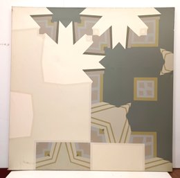 1968 Shirlee Greenberg Signed Geometric Abstract 'Reflections' Original Acrylic On Canvas 42' X 42'