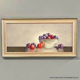 Rosalyn Gale Powell 1999 Oil On Board Red & Blue Plums Painting