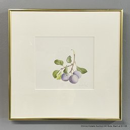 Rosalyn Gale Powell 2001 Three Blue Plums Watercolor On Paper Painting
