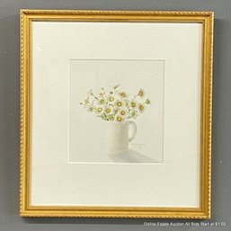 Rosalyn Gale Powell 2003 Cup With Daisies Watercolor On Paper Painting