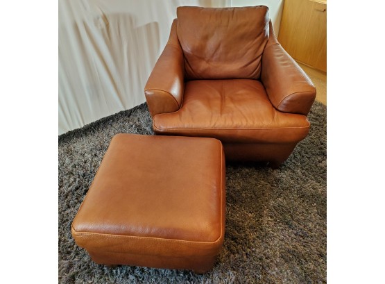 Natuzzi Editions Leather Club Chair And Ottoman (1 Of 2)