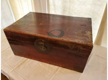 Antique Lift Top Trunk With Brass Hardware