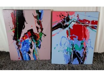 Two Abstract Acrylic Paintings By Blake Larsen Of Burlington VT