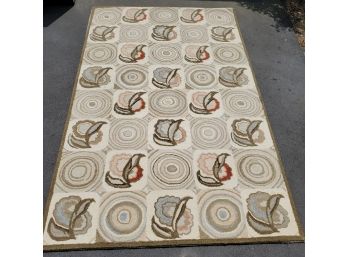 Modern Wool Hooked Rug With Pad 95' X 59' Made In India