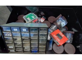 Lot Of Fasteners And Related: Nails, Screws, Washers, Hooks