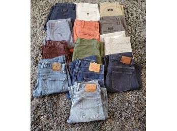 Lot Of 13 Size 30 X 32 (approx) Men's Pants: Levis, Banana Republic, Paige, Joes Jeans, Lucky Brand, J Crew