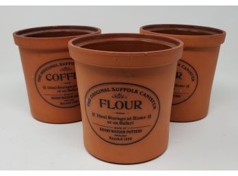 Three Suffolk Terra Cotta Canisters