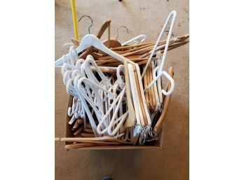 Large Lot Of Wood & Plastic Clothes Hangers
