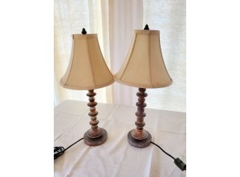 Pair Of Table Lamps Stone Or Similar