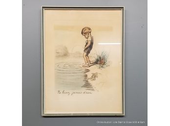 Ne Buvez Jamais D'eau (Don't Drink The Water) Hand Colored Etching Printed On BFK Rives Paper