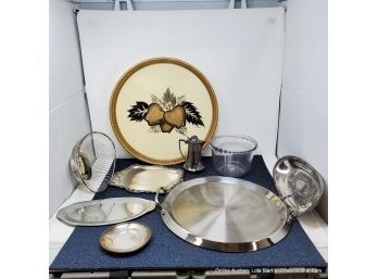 Lot Of Silver Plate And Glass Serving Pieces