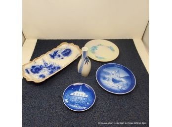 Lot Of Blue And White Porcelain Including 1966 Royal Copenhagen Christmas Plate
