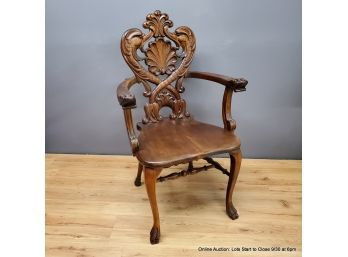 Antique-style Armchair With Mythical Beast (dolphin) Carvings