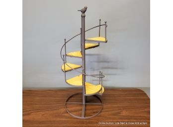 Decorative Steel And Wood Display Spiral Staircase With Bird Finial