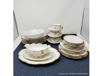 Mostly S-monogrammed Gold-trimmed China By Assorted Makers Including: Haviland, Royal, MZ