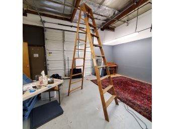 A- Frame Wood Ladder A Little Over 9 Feet