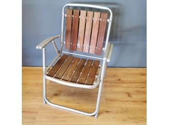 Vintage Wood And Metal Folding Chair