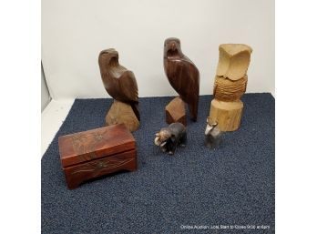 Dansk Metal Deer And Assorted Wood & Stone Figurines