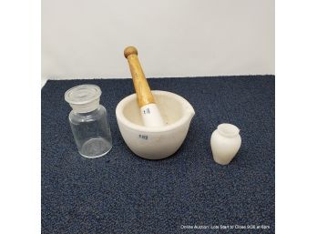 Medical Jar, Mortar & Pestle, Tiny Vase