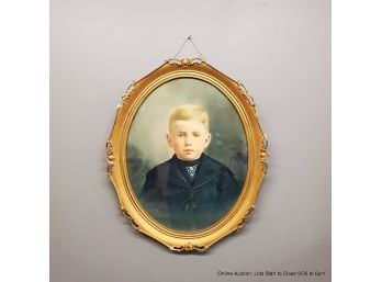 Hand-tinted Photo In A Gold Tone Frame.