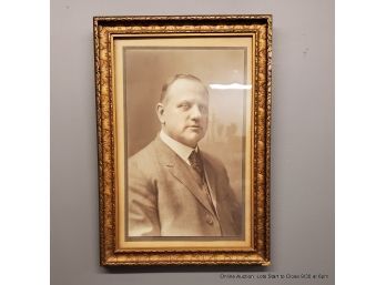 Antique Photograph Portrait Of Beech G. Funk Presented In A Gold-tone Frame