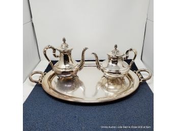 Silver Plate Coffee Pot, Tea Pot And Tray