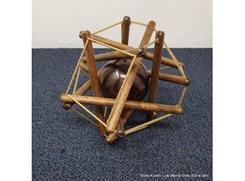 Vintage Wood And Rope Puzzle Ball With Plastic Float