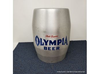 Olympia Brewing Aluminum Pony Keg With Used As A Coin Bank, Some Remaining Coins