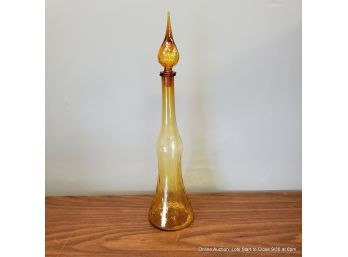 MCM Tall Yellow Glass Decanter With Stopper 25'